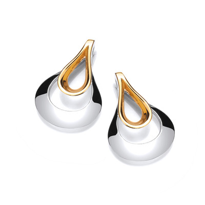 Silver & Gold Teardrop Earrings