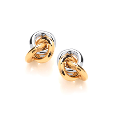 Silver & Gold Knotted Rings Earrings