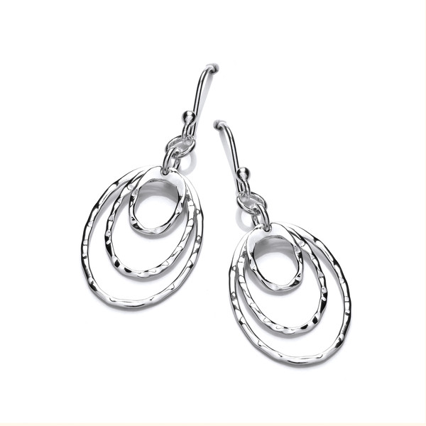 Silver Triple Hoop Drop Earrings