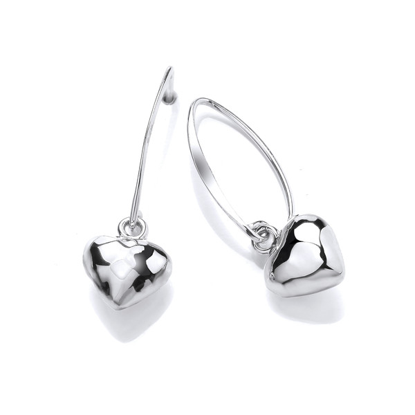 Hammered Silver Puff Heart Earrings