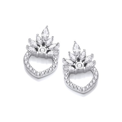 Silver & Cubic Zirconia Flame of Love Earrings