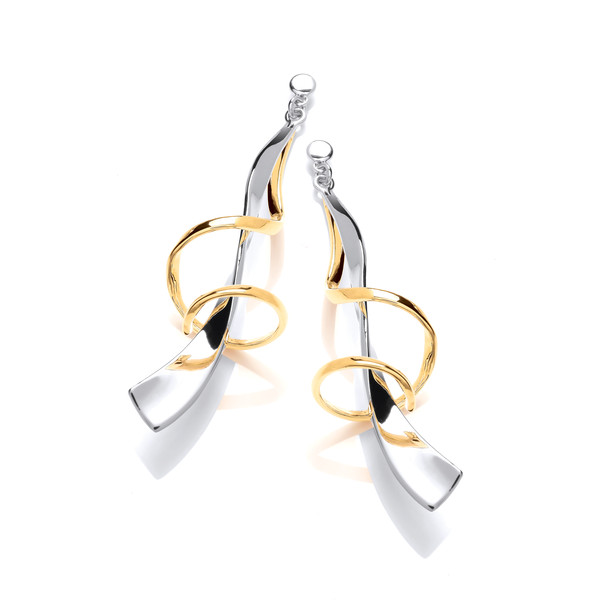 Silver and Gold Twizzle Drop Earrings