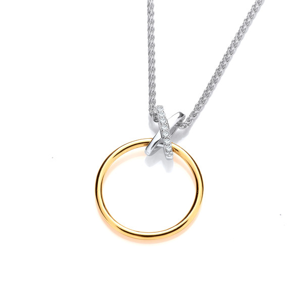Silver and Gold Dainty Kiss Pendant with 16-18 Silver Chain