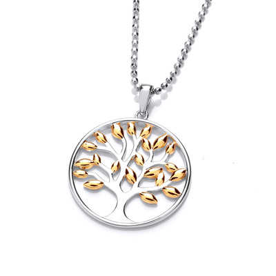 Silver and Gold Tree of Life Design Pendant