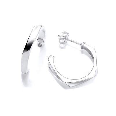 Silver Geometric Half Hoop Earrings