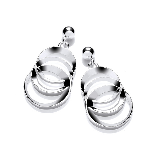 Silver Multi Circles Drop Earrings