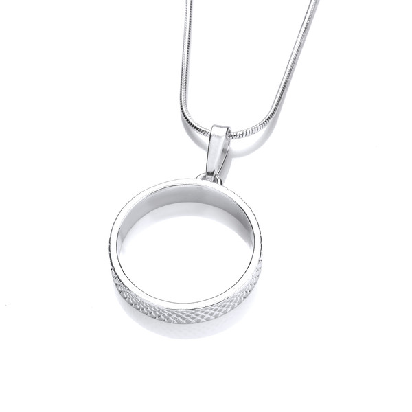 Milled Silver Ring Pendant without Chain