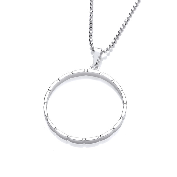 Grooved Silver Pendant with 18-20 Silver Chain