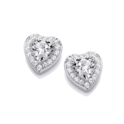 Framed Cubic Zirconia Heart Earrings