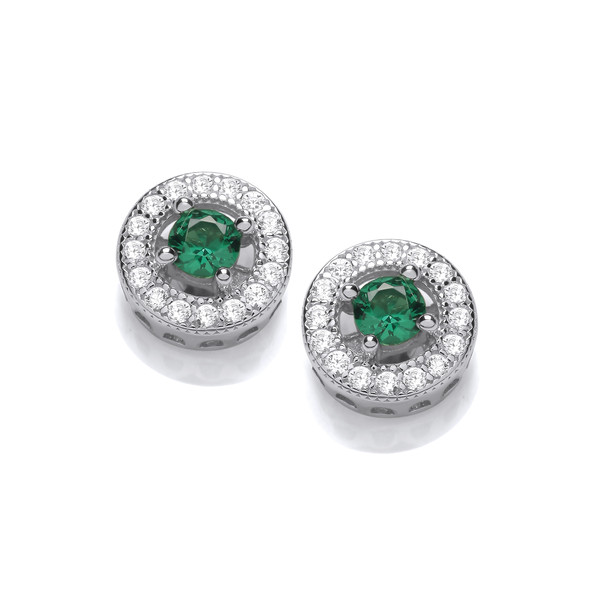 Twinkle Toes Emerald Cubic Zirconia Solitaire Earrings