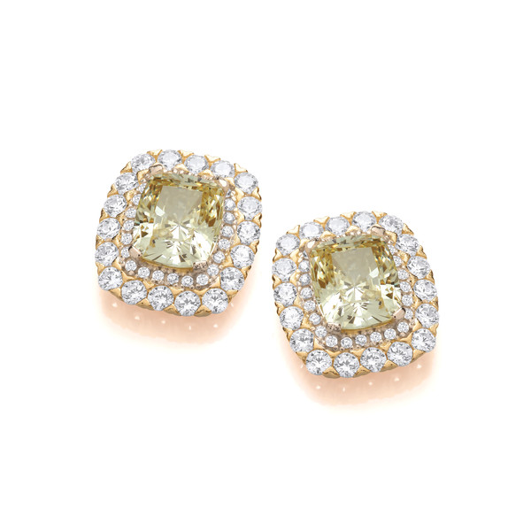 Silver & Canary Diamond Cubic Zirconia Earrings