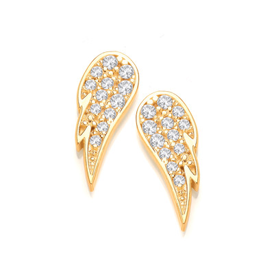 Silver, Gold & Cubic Zirconia Angel Wing Earrings