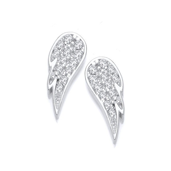 Silver & Cubic Zirconia Angel Wing Earrings