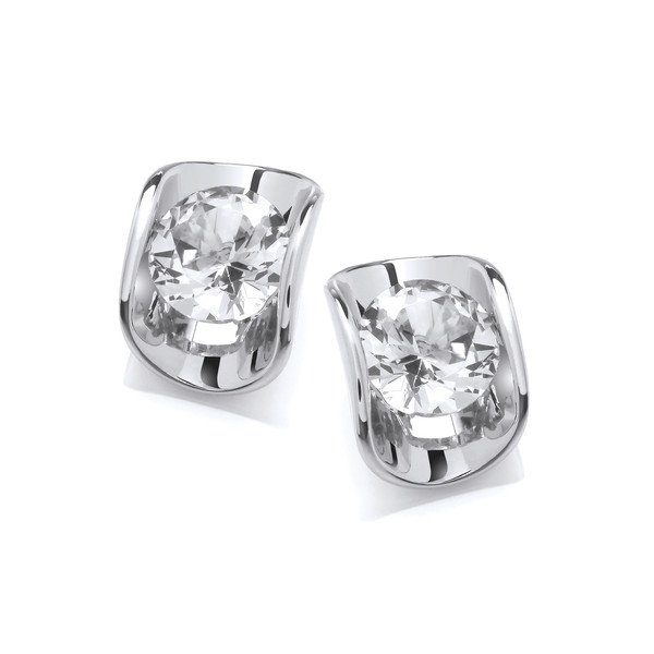 Silver & Cubic Zirconia Wave Earrings