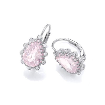 French Pink Diamond Cubic Zirconia Teardrop Earrings