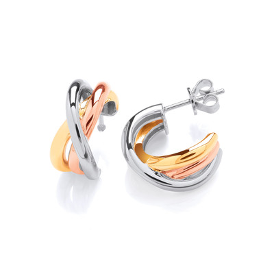 Silver, Gold & Rose Gold Half Hoop Earrings