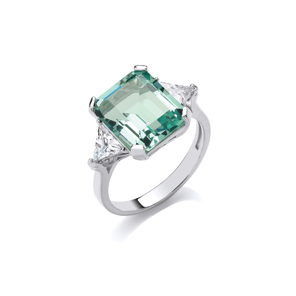 Silver & Mint Cubic Zirconia Vintage Style Ring