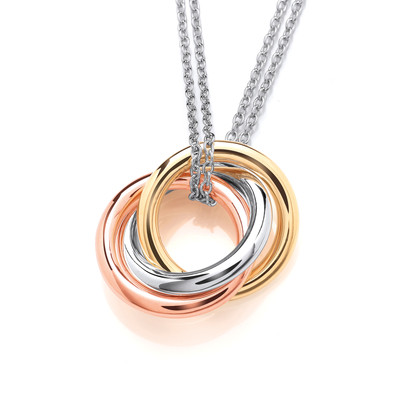 Silver, Gold & Rose Gold Mix Rings Necklace