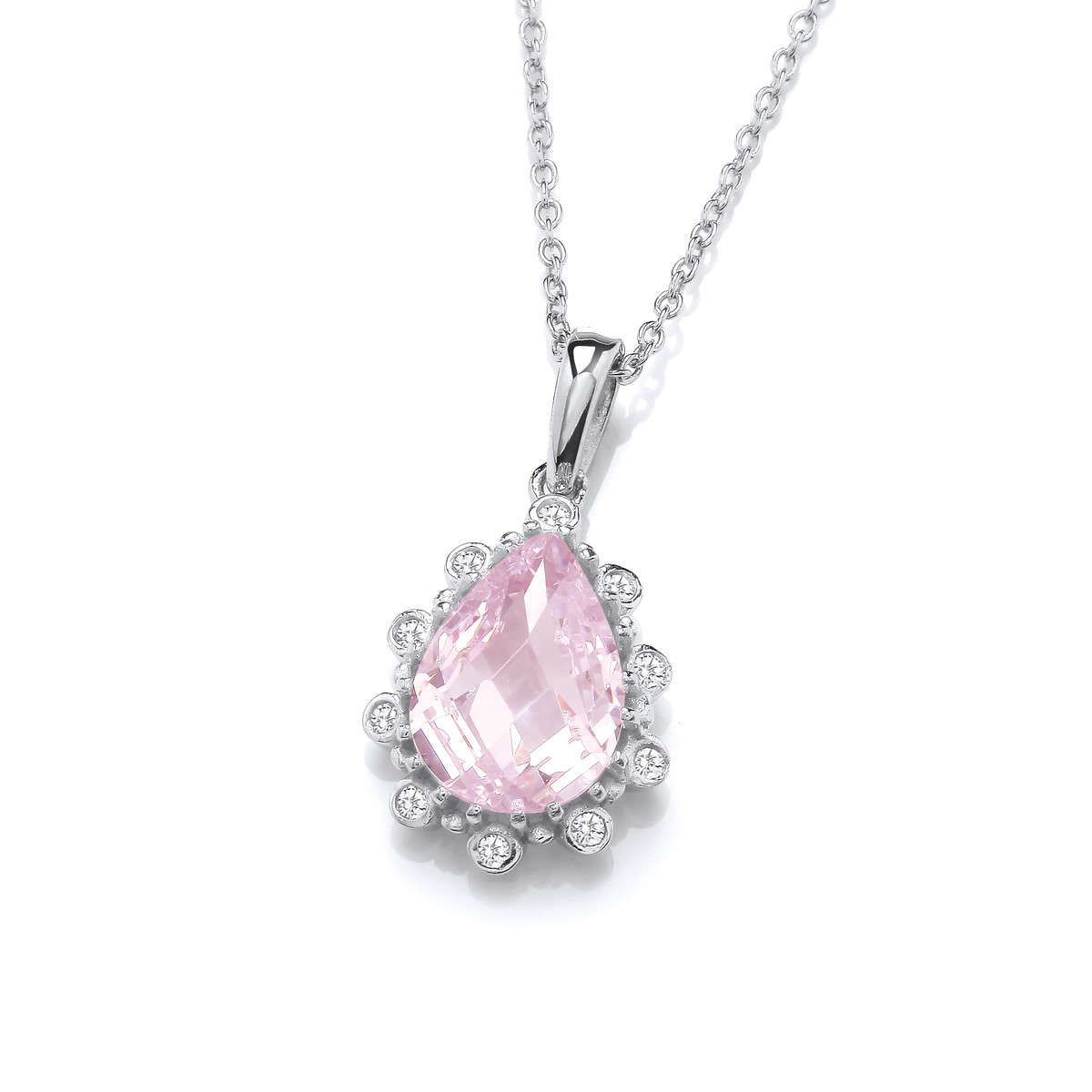 Pink Diamond Cubic Zirconia Teardrop Necklace – Cavendish French