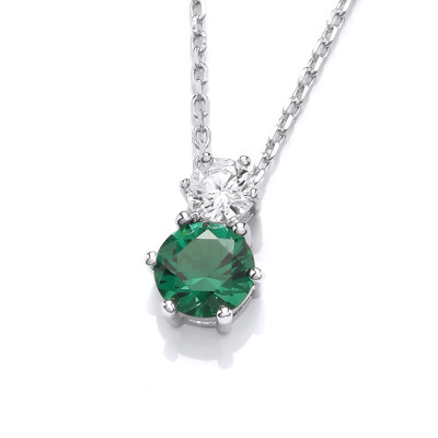 Silver & Emerald Cubic Zirconia Double Necklace