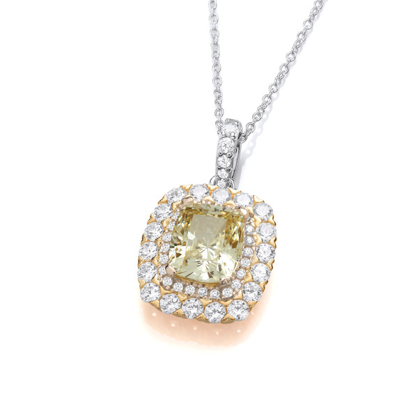 Silver & Canary Diamond Cubic Zirconia Necklace