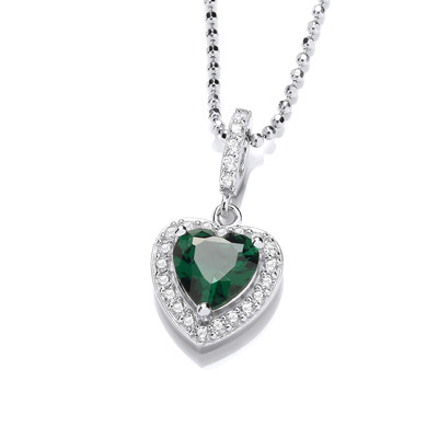 So Cute Mini Emerald CZ Drop Heart Pendant