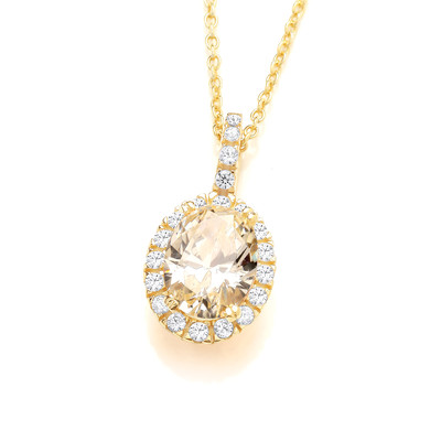 Just Sparkle Silver, Gold & Canary Yellow Cubic Zirconia Necklace