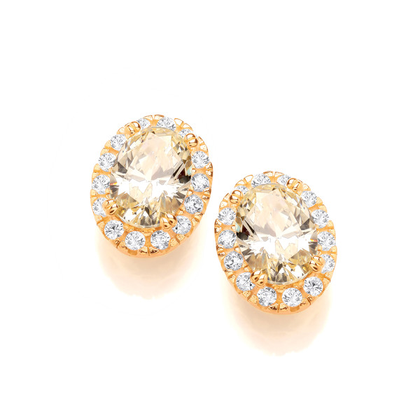 Just Sparkle Silver, Gold & Canary Yellow Cubic Zirconia Earrings