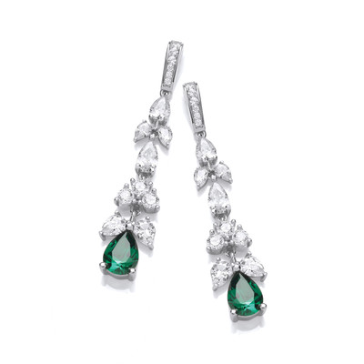 Emerald Cubic Zirconia Victorian Floral Earrings