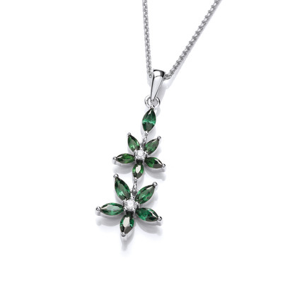 Emerald Cubic Zirconia Star Flower Pendant