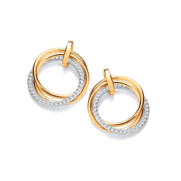 Loops & Hoops Silver, Gold & Cubic Zirconia Earrings