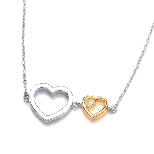 Silver & Gold Heart to Heart Necklace