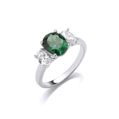 Silver & Cubic Zirconia Emerald Beauty Ring