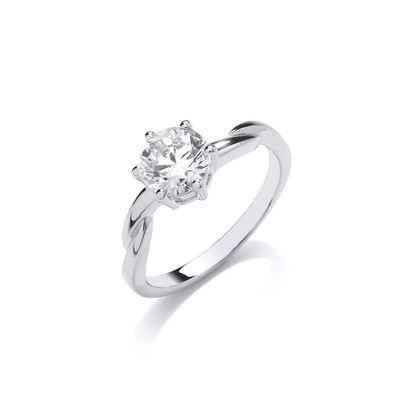 Sweet Twist Silver & Cubic Zirconia Solitaire Ring