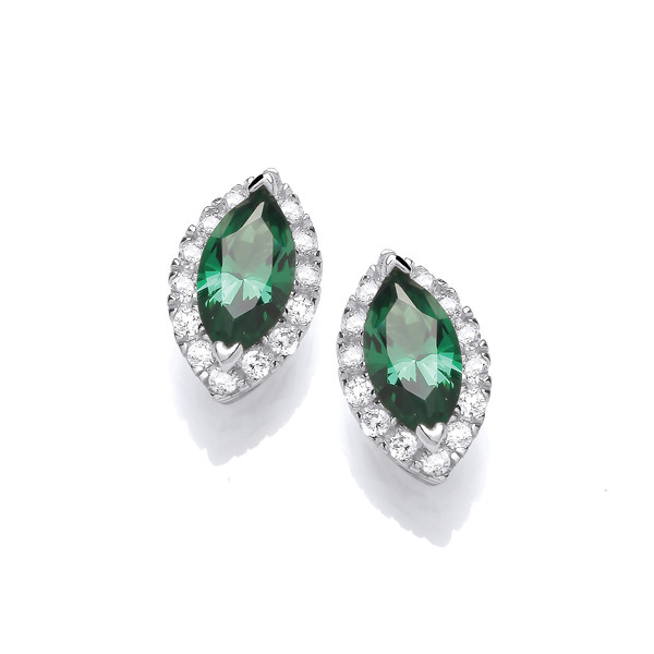Marquise Emerald Cubic Zirconia Solitaire Earrings