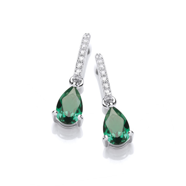 Delicate Emerald Cubic Zirconia Teardrop Earrings