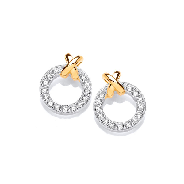 Silver, Gold & Cubic Zirconia Kiss Kiss Earrings