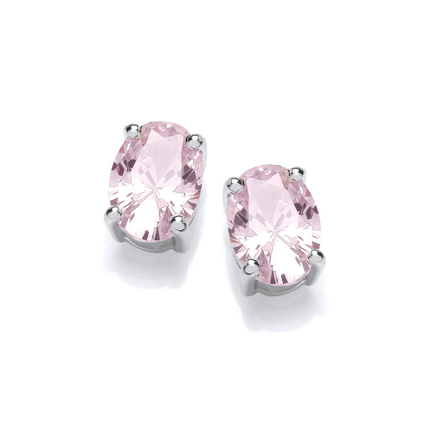 Oval Pink Cubic Zirconia Solitaire Stud Earrings