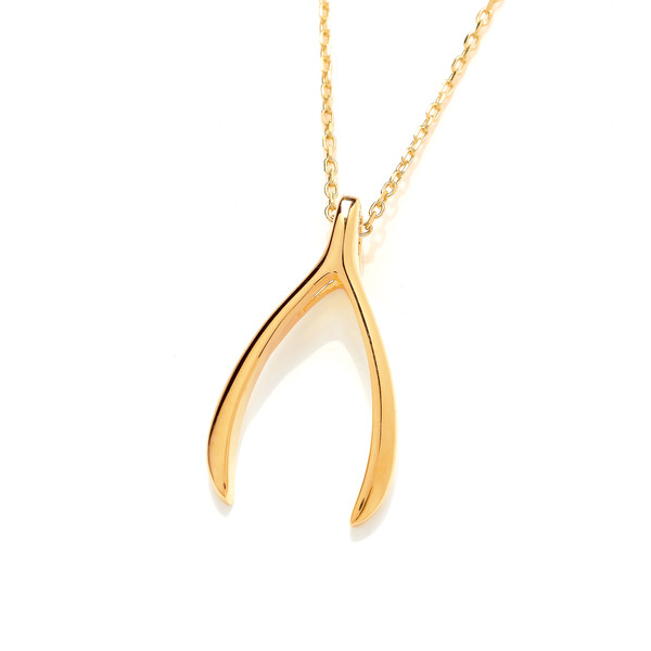 Silver & Yellow Gold Wishbone Pendant Without Chain