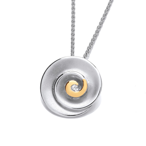 Yellow Gold & Silver Swirl Pendant with 16-18 Silver Chain