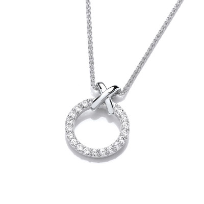 Silver & Cubic Zirconia Kiss Kiss Necklace