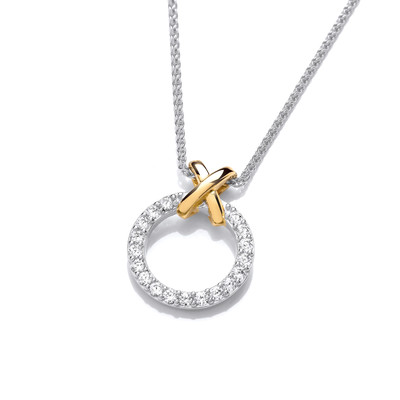 Silver, Gold & Cubic Zirconia Kiss Kiss Necklace