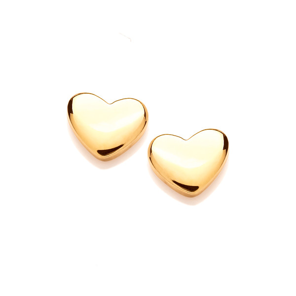 Cute Gold Plated Heart Stud Earrings