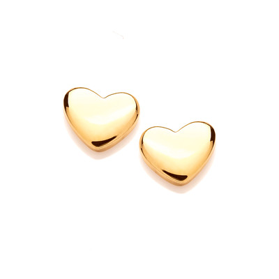 Cute Gold Plated Heart Stud Earrings