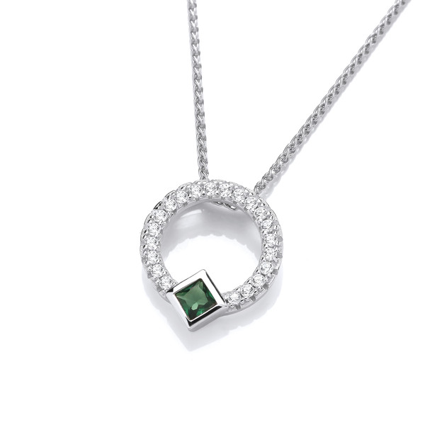 Silver & Emerald Cubic Zirconia Designer Necklace