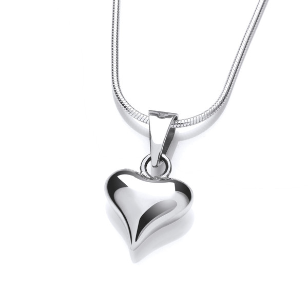 Simple Silver Heart Pendant with 16-18 Silver Chain