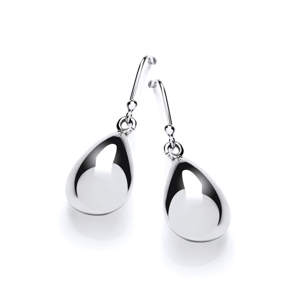 Large Silver Pear Drop Earrings