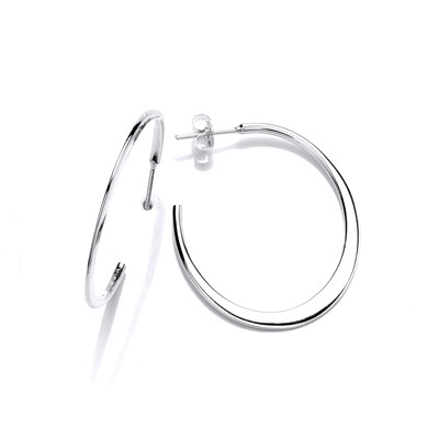 Silver Spirit Oval Hoop Earrings