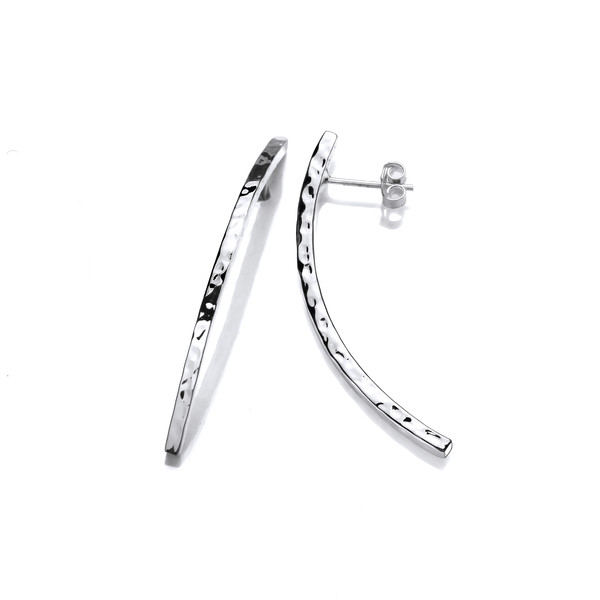 Hammered Curve Silver Earrings