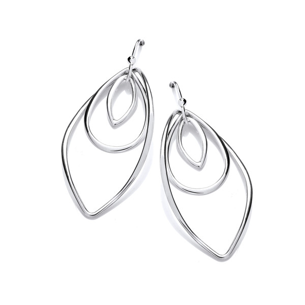 Silver Curvy Ovals Drop Earrings